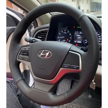 Stilix Garage Hyundai Elantra 2016-2019 Araca Deri Direksiyon Kılıfı Soft Nokta Bentley Siyah Ipli