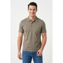 Bihan Store Düz Polo Yaka Merserize Erkek Triko T-Shirt 8001-2-HAKI