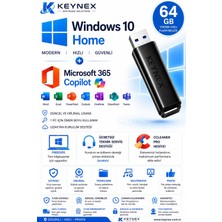 Windows 10 Home Orijinal Lisans + Microsoft 365 Family 5 Kullanıcı + Copilot Destekli + 64 GB USB Kurulum Seti | Freedos Uyumlu
