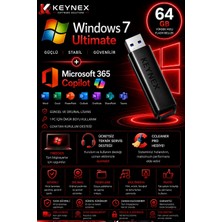 Windows 7 Ultimate Orijinal Lisans + Microsoft 365 Family 5 Kullanıcı + Copilot Destekli + 64 GB USB Kurulum Seti | Freedos Uyumlu