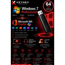 Windows 7 Professional Orijinal Lisans + Microsoft 365 Family 5 Kullanıcı + Copilot Destekli + 64 GB USB Kurulum Seti | Freedos Uyumlu