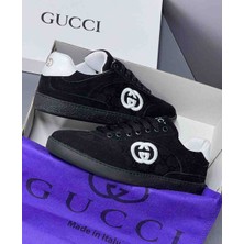 Evlium Gucci Gg Supreme Siyah Süet Erkek Sneaker