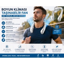 Die Grup Giyilebilir Bladeless Boyun Fanı | 360° Serinlik, 5 Kademe Rüzgar, USB Şarjlı Sessiz Mini Klima