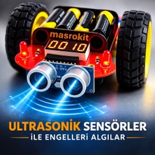 Masrokit MASROKİT U2L-7716 Ultrasonik Sensörlü Engelden Kaçan Robot Eğitim Kiti (Sarı Motorlu)