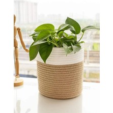 Empressco Dekoratif Hasır, Jüt Sepet Saksı 25CM x 20 Cm, Jüt Bej Saksılık, Dekoratif Saksı ve Havluluk Sepet - Fiyatı, Yorumları