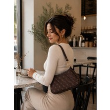 YNS Collection Kadın Monogram Baskılı Baget ve Omuz Çanta