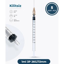 Genject 1 ml 3 Parçalı , 26G (0.33MM) 13MM,KAHVERENGI Iğneli Enjektör, Şırınga 5 Ad./pkt.