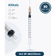 Genject 1 ml 3 Parçalı , 26G (0.33MM) 13MM, Kahverengi Iğneli Enjektör, Şırınga 50 Ad./pkt.