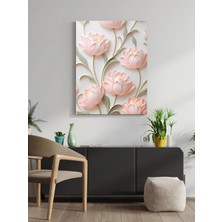 Visdora Pembe Soft Çiçek Canvas Tablo Ev Ofis Mutfak Dekorasyonu Kanvas Duvar Tablo
