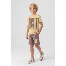Bican Erkek Çocuk Dont Know Baskılı %100 Pamuklu T-Shirt ve Şort Alt Üst Takım