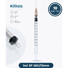 Genject 1 ml 3 Parçalı , 26G (0.33MM) 13MM,KAHVERENGI Iğneli Enjektör, Şırınga 10 Ad./pkt.