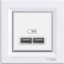 Schneider Electric Schneider EPH2700221 Asfora Çerçeveli Ikili Beyaz 2.1A USB Prizi