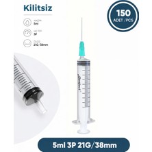 Genject 05 Ml. , 3 Parçalı , 21G (0.82MM.), 38MM, Açık Yeşil Iğneli Şırınga, Enjektör 150 Ad./pkt.