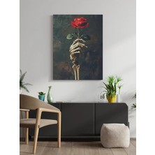 Visdora Iskelet ve Gül Konsepti Canvas Tablo Ev Ofis Mutfak Dekorasyonu Kanvas Duvar Tablo