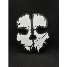 Goka 3D Craft Call Of Duty: Modern Warfare Ghost Logolu 3D Duvar Dekoru - 18 cm Slim Versiyon (Çift Taraflı Bantlı)