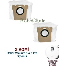 Roboclinic Xiaomi Mi Robot Vacuum 5 / 5 Pro Süpürge Uyumlu Yedek Toz Torba 2 Parça