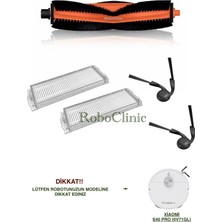 Roboclinic Xiaomi Robot Vacuum S40 Pro Robot Süpürge Uyumlu Yedek Ana Fırça, Yan Fırça, Filtre Seti 5 Parça