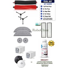 Roboclinic Roborock S8 Maxv Ultra Robot Süpürge Uyumlu Yedek Parça Toz Torba, Fırça, Filtre, Mop Deterjan