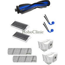 Roboclinic Ecovacs Deebot X9 Pro Omni Robot Süpürge Uyumlu Yedek Toz Torba, Fırça, Filtre, Rulo Mop -9 Parça