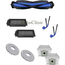 Roboclinic Ecovacs Deebot T30C Robot Süpürge Uyumlu Yedek Toz Torba, Fırça, Filtre, Mop -9 Parça