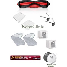 Roboclinic Roborock Q8 Plus RRA0TCP Robot Süpürge Uyumlu Yedek Toz Torba, Fırça, Filtre, Mop 9 Parça