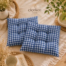 ÇİÇEKCE HOME Çiçekce Home Çiçekce Home Sandalye Minderi Pötikare Desen Boncuk Silikonlu Dekoratif Minder 2 Adet