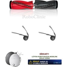Roboclinic Roborock Saros 20 Sonic Robot Süpürge Uyumlu Yedek Ana Fırça, Yan Fırça 4 Parça