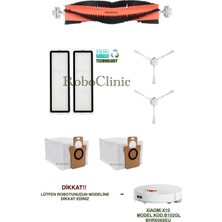 Roboclinic Xiaomi X10 Robot Süpürge (Model KOD:B102GL) Uyumlu Yedek Toz Torba, Fırça, Filtre, Seti -7 Parça
