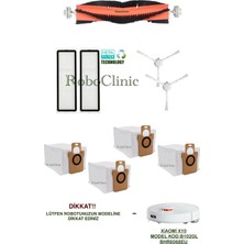 Roboclinic Xiaomi X10 Robot Süpürge (Model KOD:B102GL) Uyumlu Yedek Toz Torba, Fırça, Filtre, Seti -9 Parça