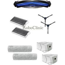 Roboclinic Ecovacs Deebot X8 Pro Omni Robot Süpürge Uyumlu Yedek Toz Torba, Fırça, Filtre, Rulo Mop -9 Parça