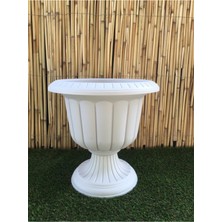 Empressco Nergis Saksı Krem 35X43 cm 9,8 Lt Krem Saksı Ayaklı Saksı Plastik Saksı Çiçek Saksısı Bahçe Saksısı - Fiyatı, Yorumları