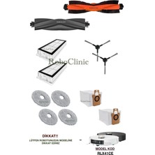 Roboclinic Dreame L20 Ultra Robot Süpürge Uyumlu Yedek Toz Torba, Fırça, Filtre, Mop 12 Parça