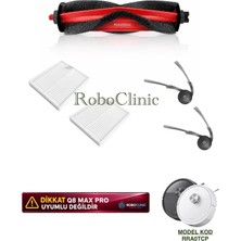 Roboclinic Roborock Q8 / Q8 Plus RRA0TCP Robot Süpürge Uyumlu Yedek Fırça, Filtre 5 Parça