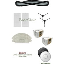 Roboclinic Viomi Alpha 2 Pro Robot Süpürge Uyumlu Yedek Toz Torba, Fırça, Filtre, Mop -9 Parça