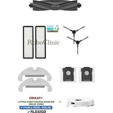 Roboclinic Dreame D10 Plus Gen 2 (RLD32GD) Robot Süpürge Uyumlu Yedek Toz Torba, Fırça, Filtre, Mop 11 Parça