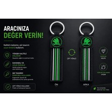 YSN Sounds Skoda Anahtarlık Çizgili , Skoda Araç Anahtarlık - Skoda Çift Yönlü Araba Anahtarlığı