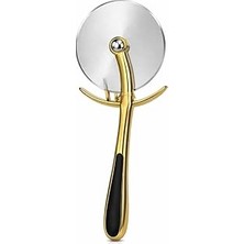 Nacario Paslanmaz Çelik Pizza Kesici Gold Ergonomik Saplı Pizza Dilimleyici Bıçak 18 cm