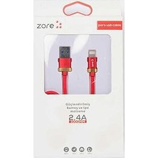 Nacario Psr Aksesuar (3291) Kırmızı Kırmızı Poro Lightning USB Kablo 1m-Zore ile Uyumlu