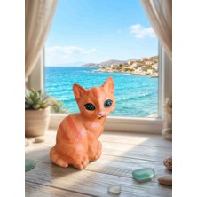 Yıldız İskandinav El Yapımı Akrilik Boyalı Kedi Figürü - Dekoratif Hobi Harcı Obje