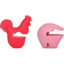 Nacario Fox Run Silikon Tencere Klips Kaşıklık, 5 Cm, Kırmızı/pembe