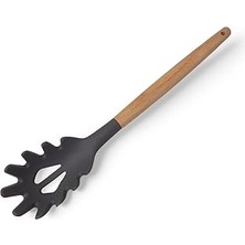 Nacario Deconox Bambu Saplı Silikon Makarna Servis Kaşığı – Isıya Dayanıklı, Yapışmaz, 3