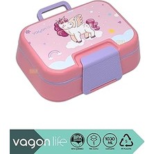 Nacario Vagonlife Bento 1030ML Lunchbox Tek Katlı 3 Bölmeli Pp Plastik Sefer Tası Yemek Kutusu (P