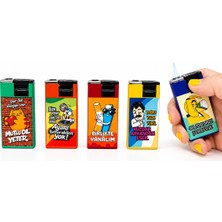 Onr Store Komik Söz Baskılı Pürmüz Alevli Gazlı Çakmak Seti 5\'li Renkli Koleksiyon