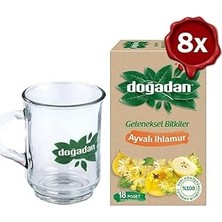 Nacario Doğadan Ayvalı Ihlamur Çay 18'li x 8 ve Doğadan Cam Bardak Hediyeli