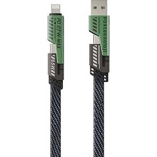 Nacario Pdateknoloji 2 In 2 65W USB Type-C ve Lightning ile Uyumlu Örgülü Şarj ve Data Kablosu -