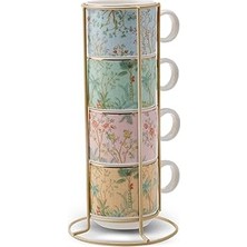 Nacario Karaca Lavinya 4'lü Standlı Mug/çay Fincanı