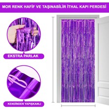 Marsilyan Mor Renk Ekstra Metalize Parlak Saçaklı Arka Fon Perde Ithal A Kalite 1x2 Metre