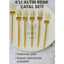 Empressco 6'lı Paslanmaz Çelik Gold Titanyum Kaplama Yemek Çatalı Set