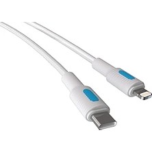 Nacario Coral Type C-Lightning 27WATT Pd Hızlı Şarj Kablosu (Beyaz + Mavi/beyaz Uç) (150 Cm)