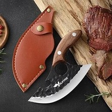 Nacario Valkyrie Outdoor Kamp Et Sebze Doğrama Satırı Kılıflı Bıçak Ahşap Saplı Çok Amaç